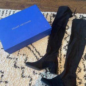 Stuart Weitzman OTK Black Suede Hinterland Boot